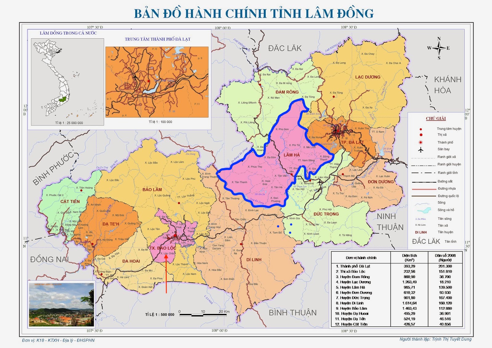 Bản đồ vị trí huyện Lâm Hà 
